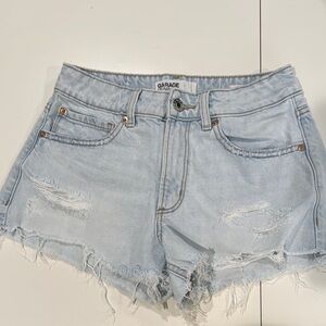 Garage Denim Light Blue Distressed Women Shorts